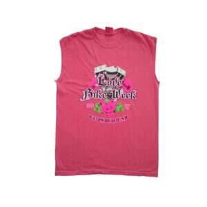 Women's Pink Sleeveless Muscle Tee - Love Bike Week 2017 Weirs Beach NH